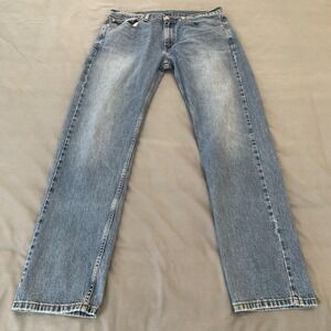 Levis 505 Jeans Mens 36x34 Blue Medium Wash Regular Fit Straight Denim Nice Fade